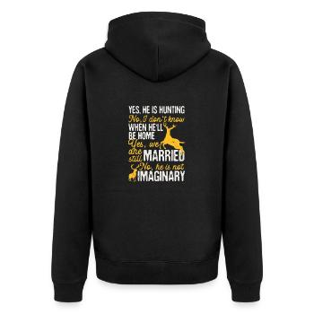 Ja, er ist Jagdliebhaber lustig Hirsch Elch Jäger - Unisex Premium Bio Zip Hoodie - Schwarz - Hinten - Nico (187cm)
