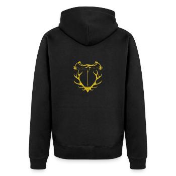 Hirsch Schädel Compound Bogen Elch Jagd - Unisex Premium Bio Zip Hoodie - Schwarz - Hinten - Nico (187cm)