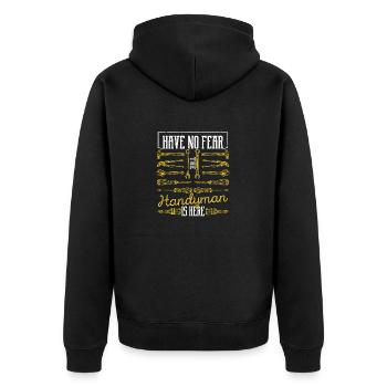 Don't worry, the craftsman is here, the funny one - Unisex Premium Organic Zip Hoodie - black - Back - Nico (187cm)