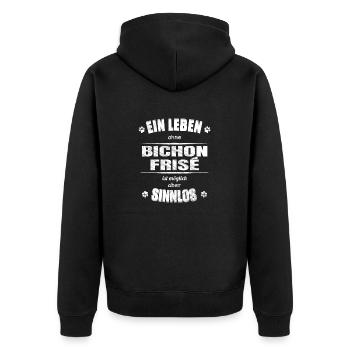 Ein Leben ohne Hund ist Sinnlos - Bichon Frisé - Unisex Premium Bio Zip Hoodie - Schwarz - Hinten - Nico (187cm)