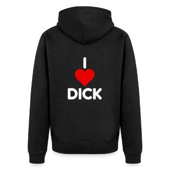 Lustig unhöflich Ich liebe Schwanz - Unisex Premium Bio Zip Hoodie - Schwarz - Hinten - Nico (187cm)