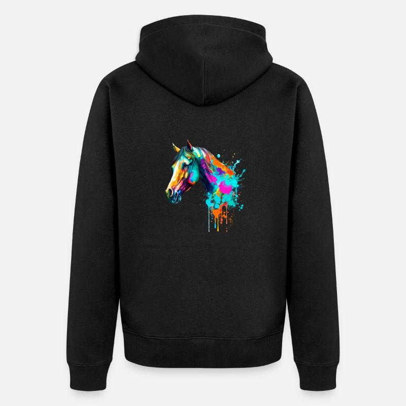 Cheval à l’aquarelle - Veste à capuche bio Premium Unisexe - noir