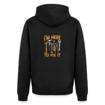 I'm here to fix it DIY - Unisex Premium Organic Zip Hoodie - black - Back - Nico (187cm)