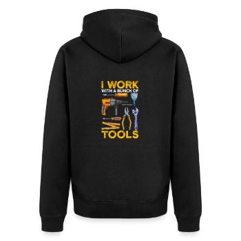 I work with a brunch of tools Funny - Unisex Premium Organic Zip Hoodie - black - Back - Nico (187cm)