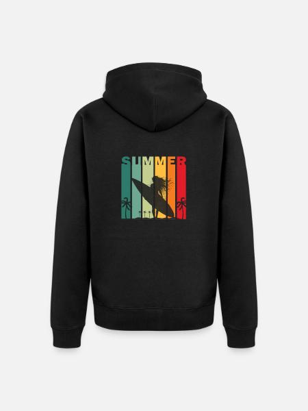 Surfer Girl - Unisex Premium Organic Zip Hoodie - black