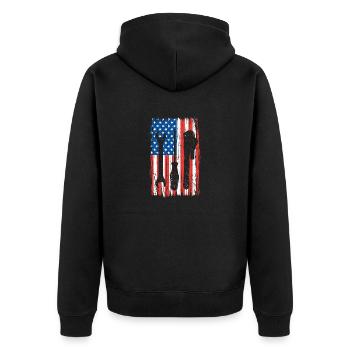 Drapeau américain mécanicien Amélioration de l’habitat Patriot - Veste à capuche bio Premium Unisexe - noir - Dos - Nico (187cm)