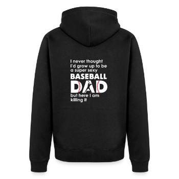 Ein super sexy Baseball-Vater, aber hier bin ich lustig - Unisex Premium Bio Zip Hoodie - Schwarz - Hinten - Nico (187cm)