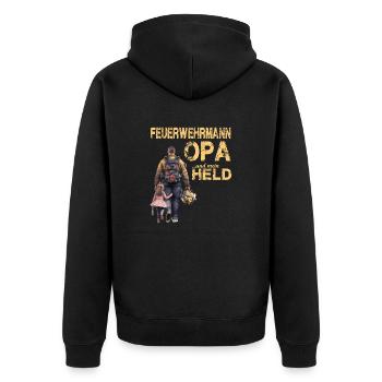 Feuerwehrmann Opa und Enkel - Feuerwehr Großvater - Unisex Premium Bio Zip Hoodie - Schwarz - Hinten - Nico (187cm)