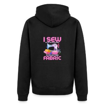 Je couds mais mon passe-temps préféré est la collection de tissus - Veste à capuche bio Premium Unisexe - noir - Dos - Nico (187cm)