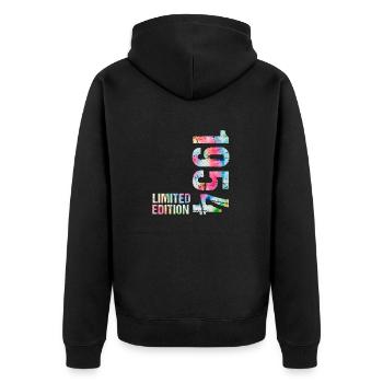 18 JAHRE 18. GEBURTSTAG LIMITED EDITION 1954 - Unisex Premium Bio Zip Hoodie - Schwarz - Hinten - Nico (187cm)