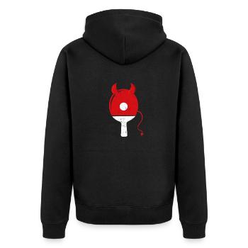 Ping Pong Devil Paddle Rote Hörner Lustige - Unisex Premium Bio Zip Hoodie - Schwarz - Hinten - Nico (187cm)