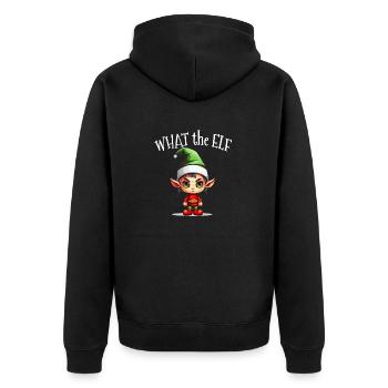 What the Elf - Niedlicher lustiger Elf für die Weihnachtszeit - Unisex Premium Bio Zip Hoodie - Schwarz - Hinten - Nico (187cm)