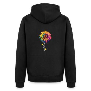 Regenbogen Sonnenblume Liebhaber LGBT Lesbisch Homosexuell Gruppe Wortspiel - Unisex Premium Bio Zip Hoodie - Schwarz - Hinten - Nico (187cm)