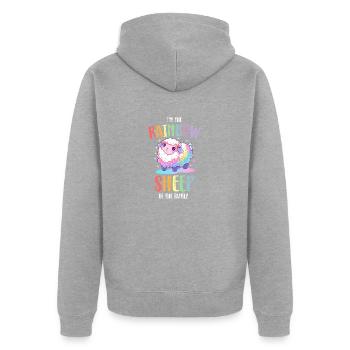 Rainbow Sheep LGBTQ Transgender Pride Community - Veste à capuche bio Premium Unisexe - gris chiné - Dos - Nico (187cm)