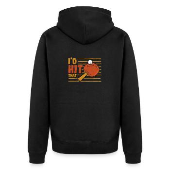 I'd Hit That Table Tennis Vintage Sports Ping Pong - Unisex Premium Bio Zip Hoodie - Schwarz - Hinten - Nico (187cm)