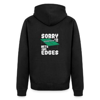Entschuldigung für die Netze und Kanten Ping Pong - Unisex Premium Bio Zip Hoodie - Schwarz - Hinten - Nico (187cm)