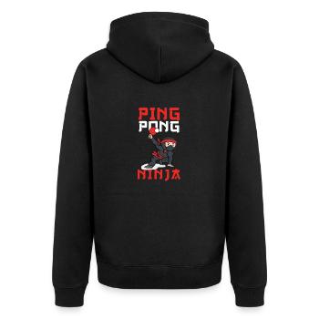 Ping Pong Ninja Pingpong Lustiger Tischtennis - Unisex Premium Bio Zip Hoodie - Schwarz - Hinten - Nico (187cm)