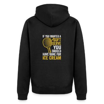 Wenn Sie ein Softeis möchten Tischtennis Ping Pong - Unisex Premium Bio Zip Hoodie - Schwarz - Hinten - Nico (187cm)