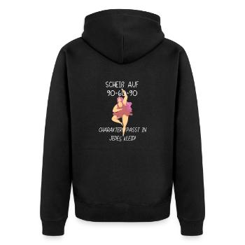 Scheiß auf 90 60 60 Humor Geschenk - Unisex Premium Bio Zip Hoodie - Schwarz - Hinten - Nico (187cm)