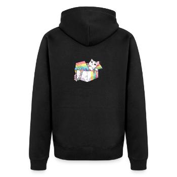Haustierliebhaber LGBT Lesbisch Homosexuell Katze Stolz Regenbogen Wortspiel - Unisex Premium Bio Zip Hoodie - Schwarz - Hinten - Nico (187cm)
