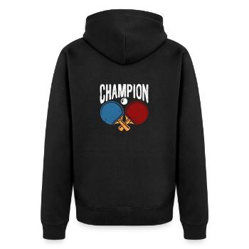 Champion Ping Pong Paddle Balls Funny Table Tennis - Unisex Premium Organic Zip Hoodie - black - Back - Nico (187cm)