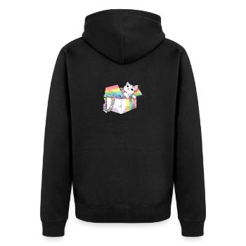 Cool Pet Lover Regenbogenkatze LGBT Transgender Humor - Unisex Premium Bio Zip Hoodie - Schwarz - Hinten - Nico (187cm)