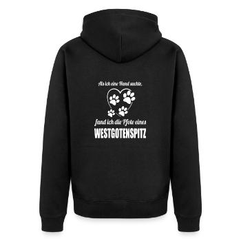 Hand & Pfote - Spruch - Westgotenspitz - Unisex Premium Bio Zip Hoodie - Schwarz - Hinten - Nico (187cm)