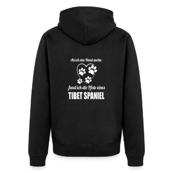 Hand & Pfote - Spruch - Tibet Spaniel - Unisex Premium Bio Zip Hoodie - Schwarz - Hinten - Nico (187cm)