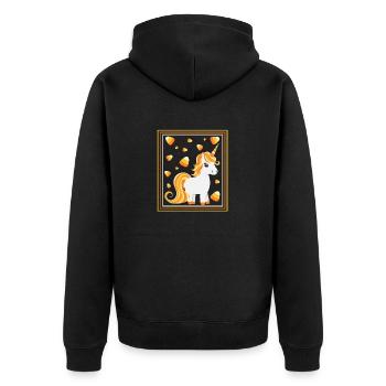 Unicorn Candy Corn Halloween Party Trick Or Treat - Unisex Premium Organic Zip Hoodie - black - Back - Nico (187cm)