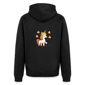 Einhorn Candy Corn Halloween Party Trick Or Treat - Unisex Premium Bio Zip Hoodie - Schwarz - Hinten - Nico (187cm)