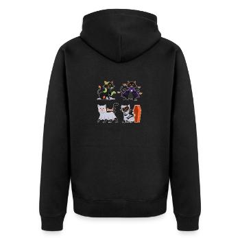 Cat Boo Halloween Cats Creepy Kitten - Unisex Premium Organic Zip Hoodie - black - Back - Nico (187cm)