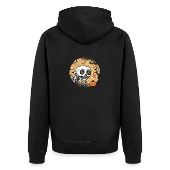 Skelett Spielende Volleyball Fan Spieler Trainer - Unisex Premium Bio Zip Hoodie - Schwarz - Hinten - Nico (187cm)