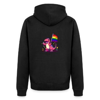 Dinosaure rose avec drapeau arc-en-ciel Humour transgenre - Veste à capuche bio Premium Unisexe - noir - Dos - Nico (187cm)