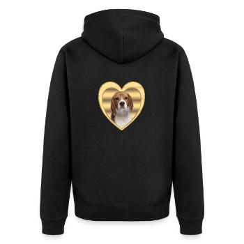 Beagle - Dog Lover - Dog Heart - Unisex Premium Organic Zip Hoodie - black - Back - Nico (187cm)