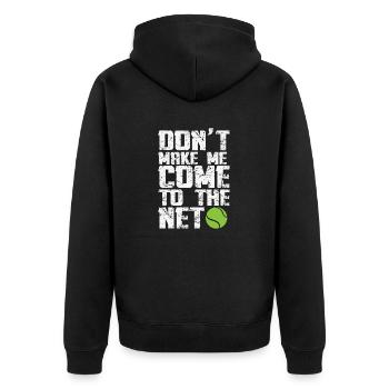 Lass mich nicht ins Netz kommen... - Unisex Premium Bio Zip Hoodie - Schwarz - Hinten - Nico (187cm)