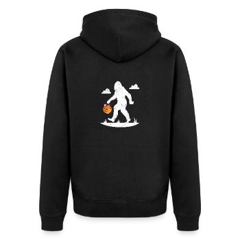 Bigfoot Wears Pumpkin Latters Halloween Party - Unisex Premium Organic Zip Hoodie - black - Back - Nico (187cm)