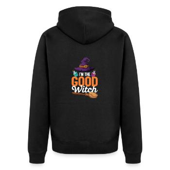 I'm the Good Witch Funny Halloween Party Witches - Unisex Premium Organic Zip Hoodie - black - Back - Nico (187cm)