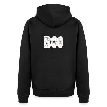 Boo Ghost Halloween Lover Funny Ghost Party - Unisex Premium Organic Zip Hoodie - black - Back - Nico (187cm)