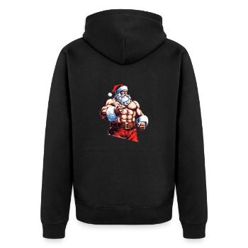 Personal Trainer für Rentiere: Santa Bodybuilder Chr - Unisex Premium Bio Zip Hoodie - Schwarz - Hinten - Nico (187cm)