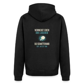 Old Schmetterhand lustiger Spruch Tischtennis - Unisex Premium Bio Zip Hoodie - Schwarz - Hinten - Nico (187cm)