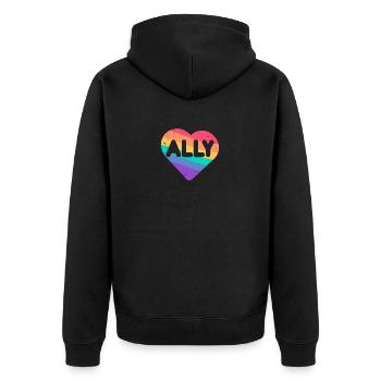 Ally Rainbow Flag Heart pour LGBT Gay Et Lesbienne - Veste à capuche bio Premium Unisexe - noir - Dos - Nico (187cm)