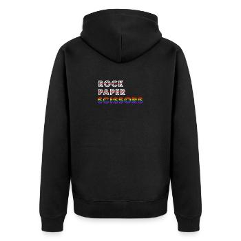 Ciseaux en papier rock LGBT Pour Lesbiennes Lesbiennes Gay - Veste à capuche bio Premium Unisexe - noir - Dos - Nico (187cm)