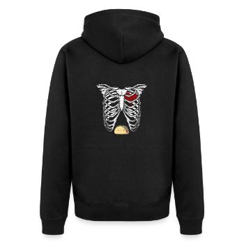 Halloween Papa Skelett Taco Bauch Lustig Schwanger - Unisex Premium Bio Zip Hoodie - Schwarz - Hinten - Nico (187cm)