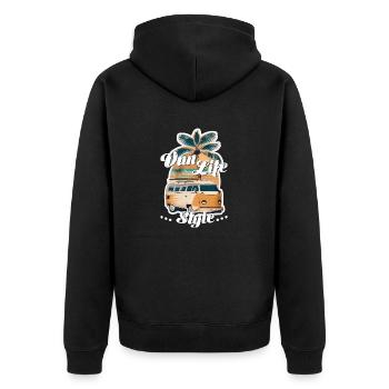 Van-Lifestyle-Stil - Wohnmobil - Unisex Premium Bio Zip Hoodie - Schwarz - Hinten - Nico (187cm)