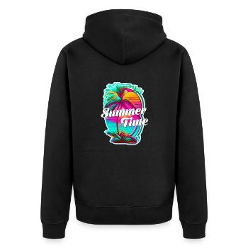 Summer Time - Beach and Summer - Unisex Premium Organic Zip Hoodie - black - Back - Nico (187cm)