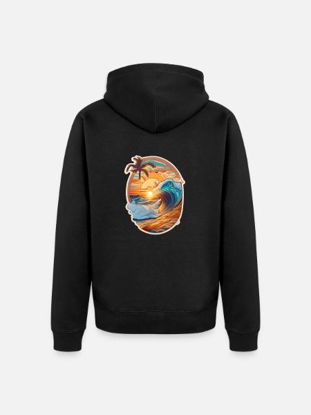 Beach and wave - Unisex Premium Organic Zip Hoodie - black