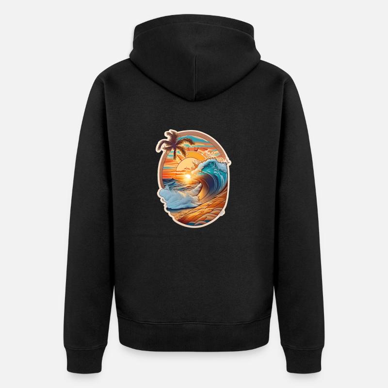 plage et vague - Veste à capuche bio Premium Unisexe - noir