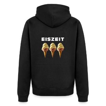 Eiszeit - Unisex Premium Bio Zip Hoodie - Schwarz - Hinten - Nico (187cm)