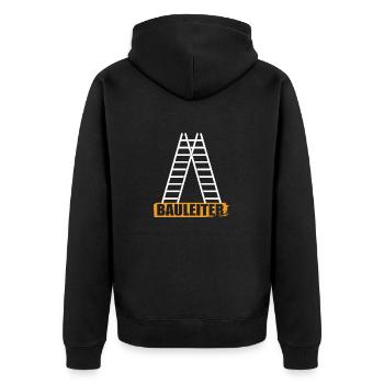 Bauleiter Bauherr Bauleitung Hausbau - Unisex Premium Bio Zip Hoodie - Schwarz - Hinten - Nico (187cm)