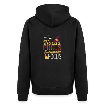 Hokuspokus Jeder konzentriert sich lustig - Unisex Premium Bio Zip Hoodie - Schwarz - Hinten - Nico (187cm)